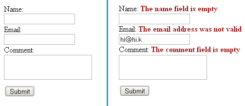 Screenshot of the PHP contact form