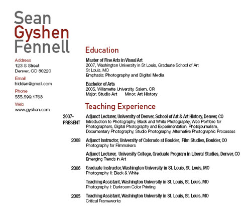 Gyshen CV layout