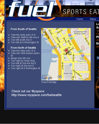 Fuel Seattle location map page screenshot