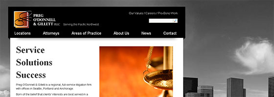 Preg O'Donnell & Gillett website screenshot